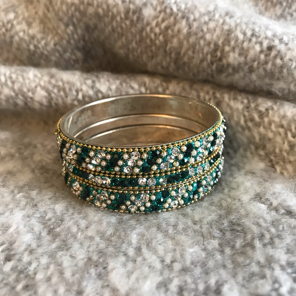 2/$10 Green jewelled bracelets